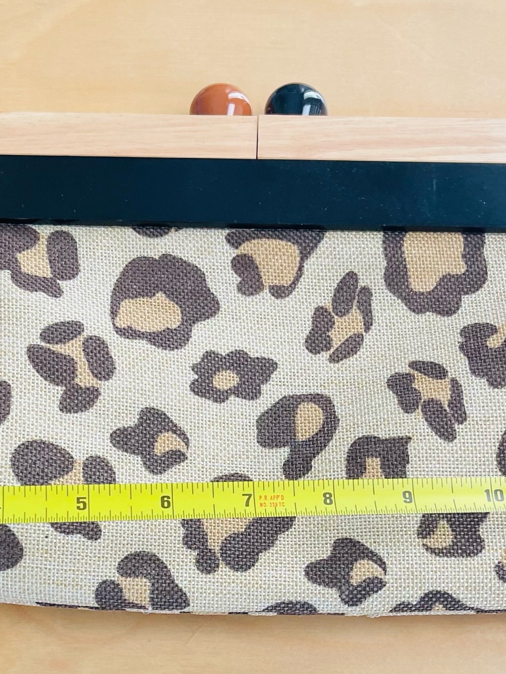 Charming Charlie Leopard Print Canvas Clutch in Tan and Dark Brown